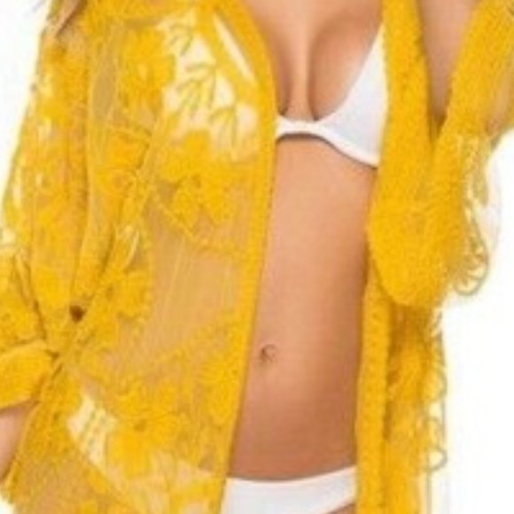 Sheer lace see through bikini cover up beachwear swimsuit coverup - Picture 4 of 4